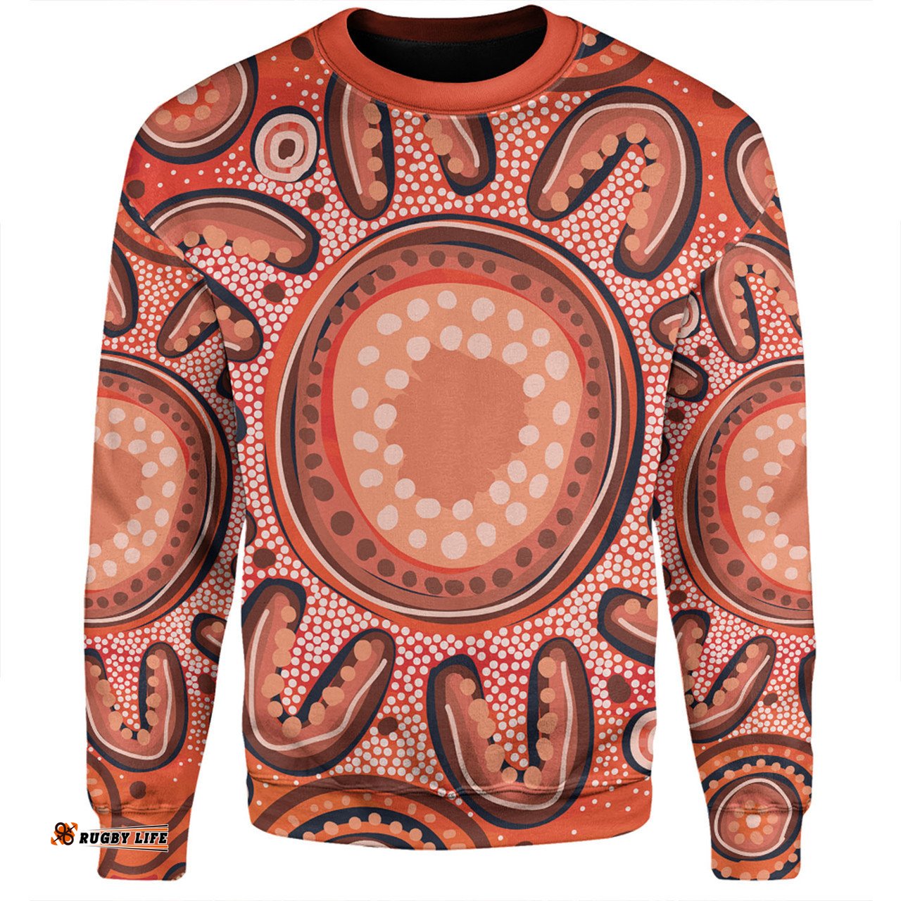 Australia Dot Painting Inspired Aboriginal Sweatshirt - Big Flower Painting With Aboriginal Dot Sweatshirt