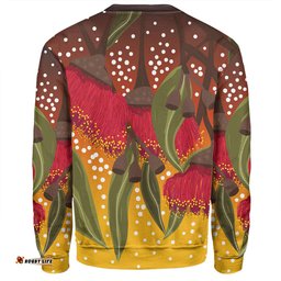 Australia Aboriginal Sweatshirt - Red Eucalyptus Aboriginal Dot Art Sweatshirt