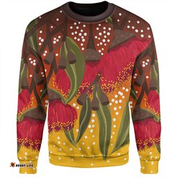 Australia Aboriginal Sweatshirt - Red Eucalyptus Aboriginal Dot Art Sweatshirt