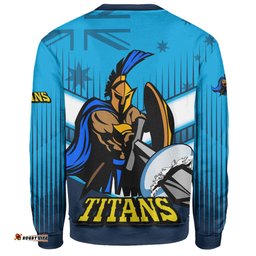 Gold Coast Titans Sweatshirt - Gold Coast Titans Mascot With Australia Flag