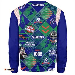 New Zealand Warriors Sport Sweatshirt - Argyle Patterns Style Tough Fan Rugby For Life