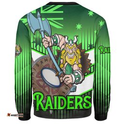 Canberra Raiders Sweatshirt - Canberra Raiders Mascot With Australia Flag