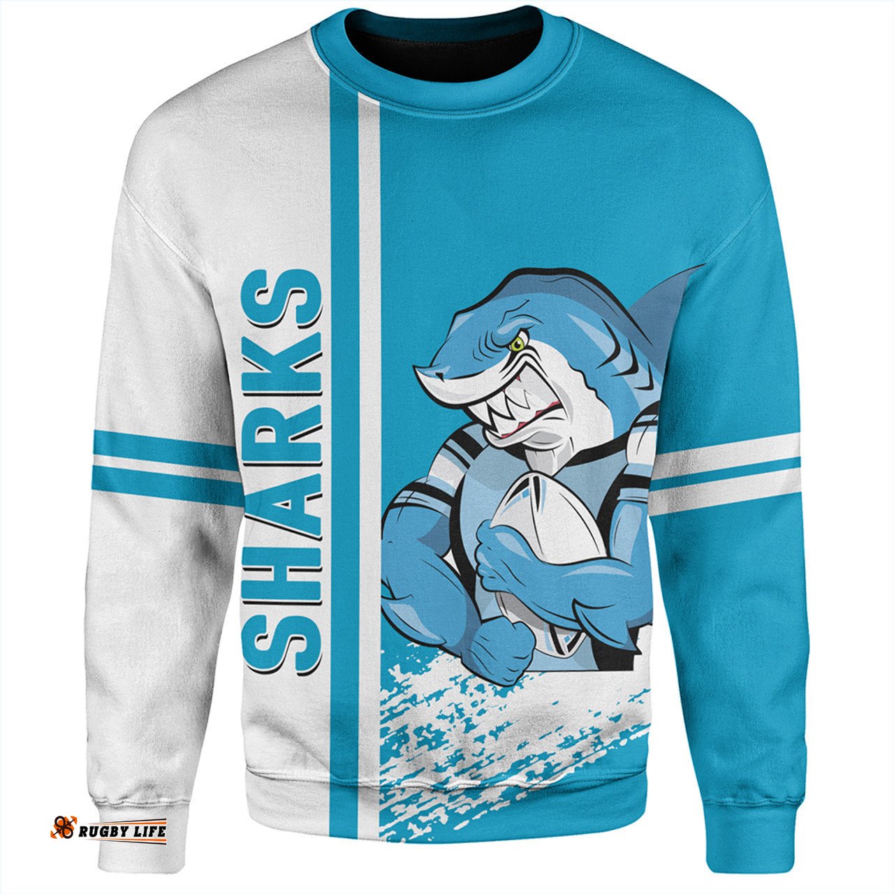 Cronulla-Sutherland Sharks Sweatshirt - Sharks Mascot Quater Style