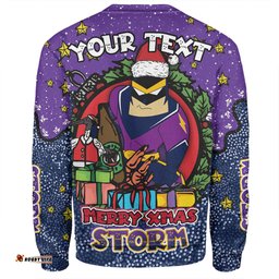 Melbourne Storm Christmas Custom Sweatshirt - Merry Christmas Our Beloved Team With Aboriginal Dot Art Pattern Sweatshirt