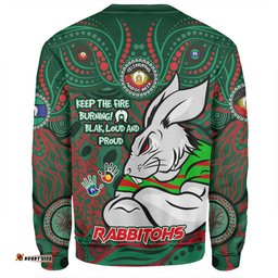 South Sydney Rabbitohs Sweatshirt Celebrating Naidoc Week 2024 Aboriginal Dot Art Inspired