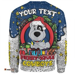 North Queensland Cowboys Christmas Custom Sweatshirt - Merry Christmas Our Beloved Team With Aboriginal Dot Art Pattern Sweatshirt