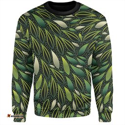 Amazing Aussie Australia Aboriginal Green Bush Leaves Seamless Sweatshirt