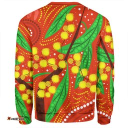 Amazing Aussie Australia Aboriginal Aboriginal Dot Art Of Australian Yellow Wattle Painting Sweatshirt