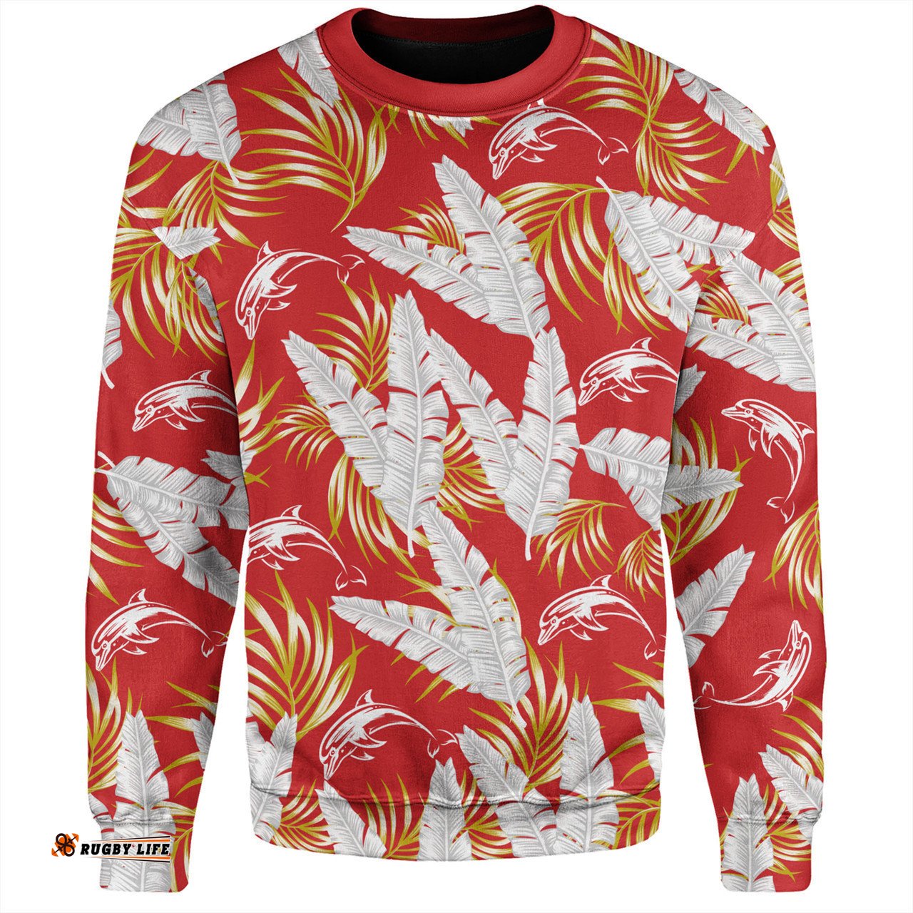 Redcliffe Dolphins Custom Sweatshirt - Tropical Patterns Redcliffe Dolphins Sweatshirt