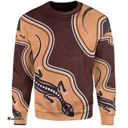 Amazing Aussie Australia Aboriginal Inspired Aboriginal Lizard Art Sweatshirt
