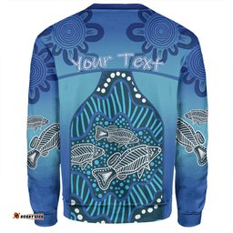 Amazing Aussie Australia Aboriginal Custom Blue Aboriginal Dot With Fish Sweatshirt