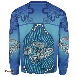 Amazing Aussie Australia Aboriginal Custom Blue Aboriginal Dot With Fish Sweatshirt
