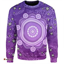 Amazing Aussie Australia Aboriginal Custom Purple Dot Painting Art Washo Sweatshirt