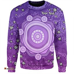 Amazing Aussie Australia Aboriginal Custom Purple Dot Painting Art Washo Sweatshirt