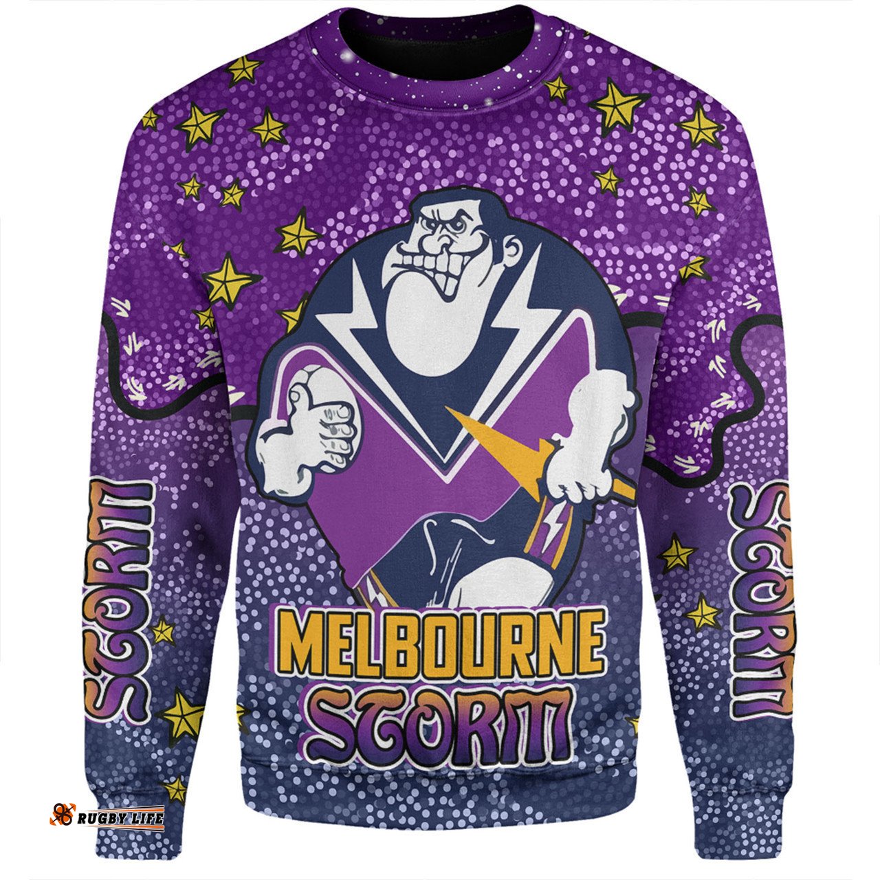 Melbourne Storm Custom Sweatshirt - Team With Dot And Star Patterns For Tough Fan Sweatshirt