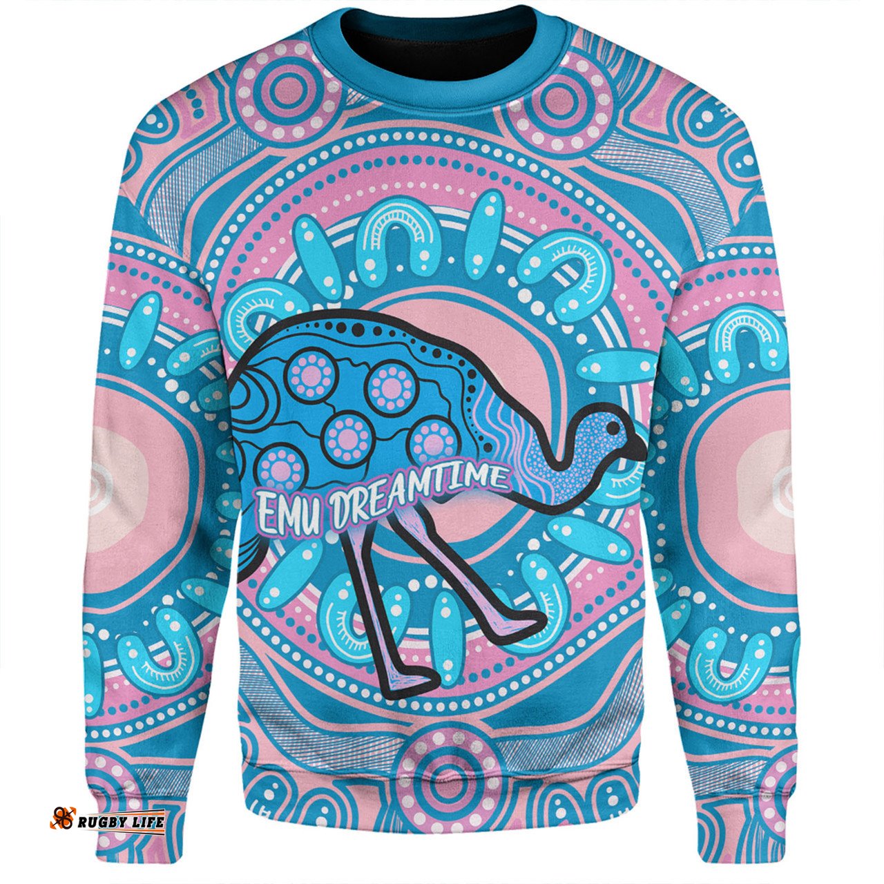Amazing Aussie Australia Emu Aboriginal Custom Blue Indigenous Dreamtime Emu Sweatshirt