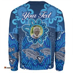 Amazing Aussie Australia Aboriginal Custom Blue Aboriginal Dot With Fish Personalised Photo Sweatshirt