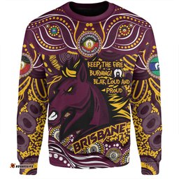 Brisbane Broncos Sweatshirt Celebrating Naidoc Week 2024 Aboriginal Dot Art Inspired