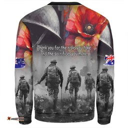 Amazing Aussie Australia Anzac Day Custom Thank You For The Risks You Take Sweatshirt