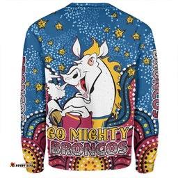 Brisbane Broncos Custom Sweatshirt - Custom With Aboriginal Inspired Style Of Dot Painting Patterns  Sweatshirt