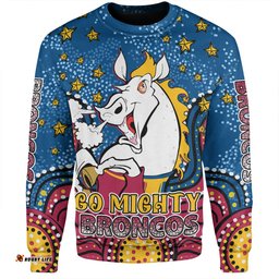 Brisbane Broncos Custom Sweatshirt - Custom With Aboriginal Inspired Style Of Dot Painting Patterns  Sweatshirt