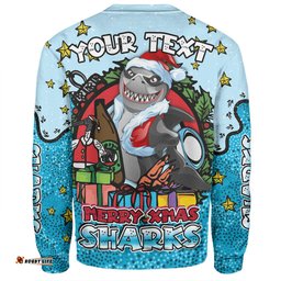 Cronulla-Sutherland Sharks Christmas Custom Sweatshirt - Merry Christmas Our Beloved Team With Aboriginal Dot Art Pattern Sweatshirt