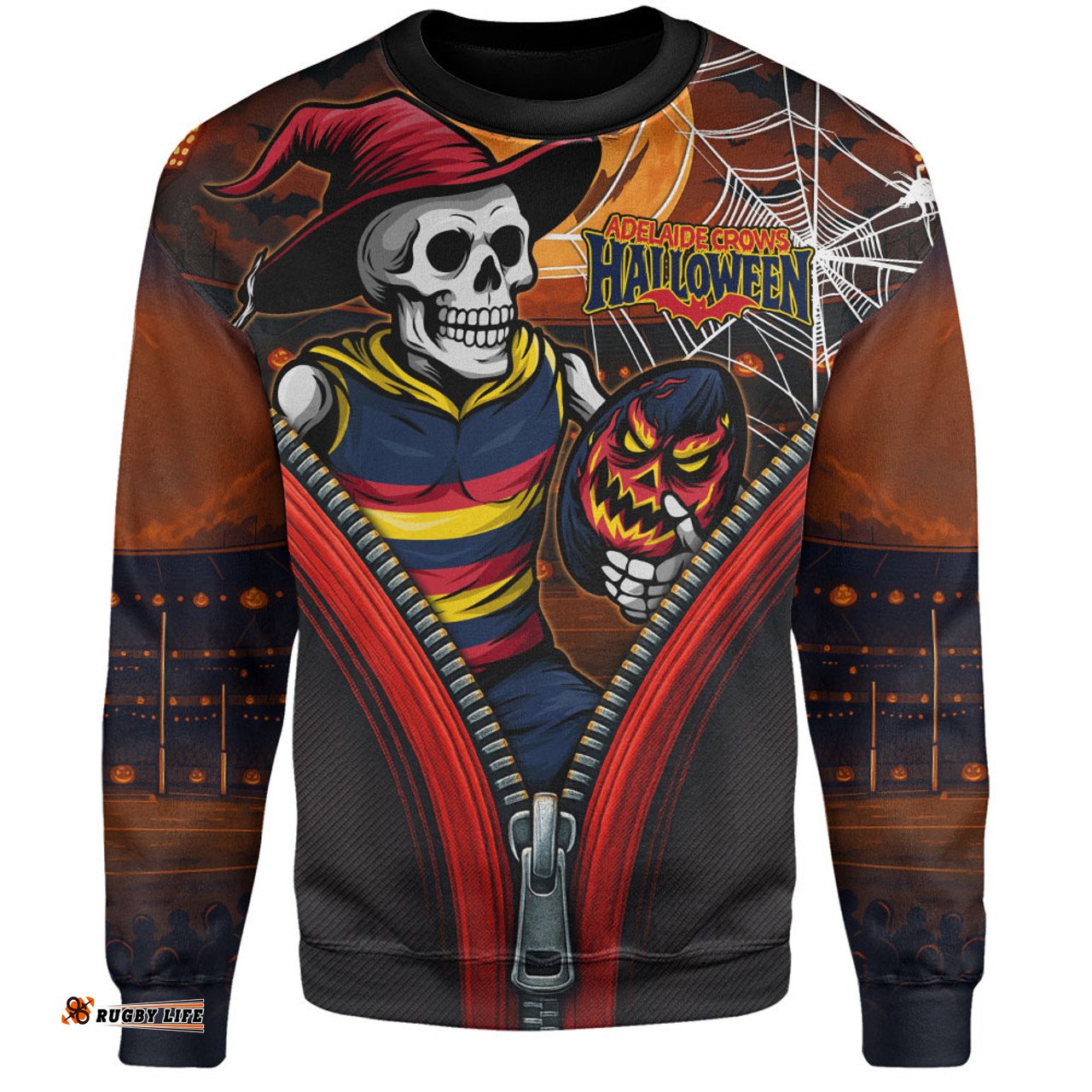 Amazing Aussie Adelaide Crows Halloween Night Reaper Zipper Sweatshirt