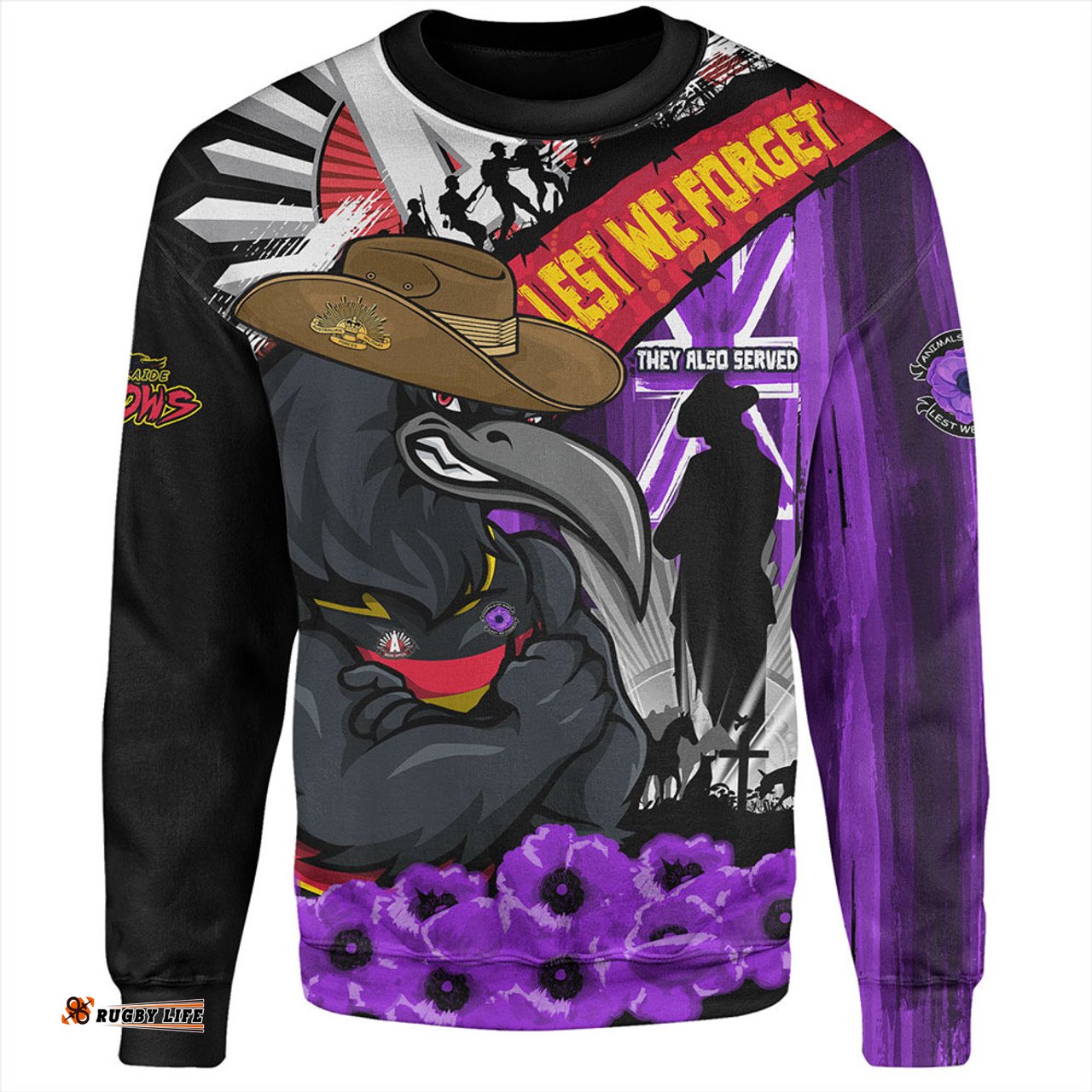 Amazing Aussie Adelaide Crows ANZAC Day Honor Purple Valor And Spirit Sweatshirt