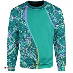 Amazing Aussie Australia Aboriginal Custom Turquoise Dot Dreamtime Sweatshirt