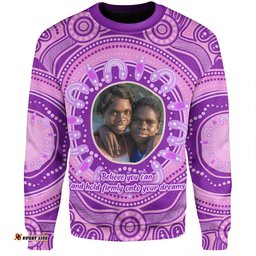 Amazing Aussie Australia Aboriginal Custom Believe You Can And Hold Firmly Onto Your Dreams Personalised Photo (Purple) Sweatshirt