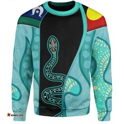 Amazing Aussie Australia Aboriginal Custom Turquoise Indigenous Rainbow Serpent Inspired Sweatshirt