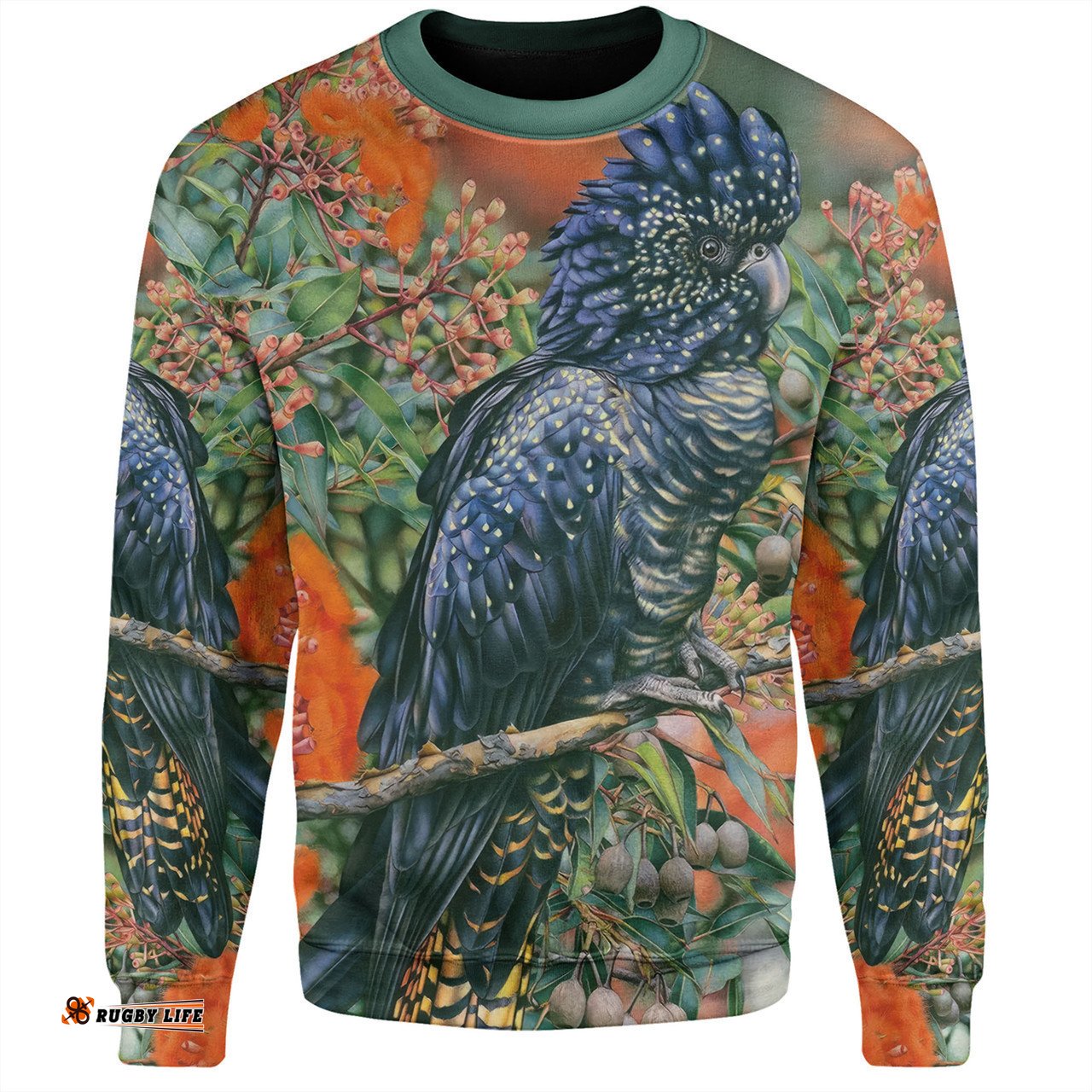 Australia Black Cockatoo  Sweatshirt - Black Cockatoo and Flowering Gum Sweatshirt