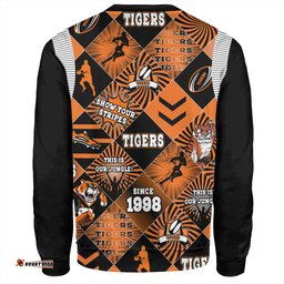 Wests Tigers Sweatshirt - Argyle Patterns Style Tough Fan Rugby For Life