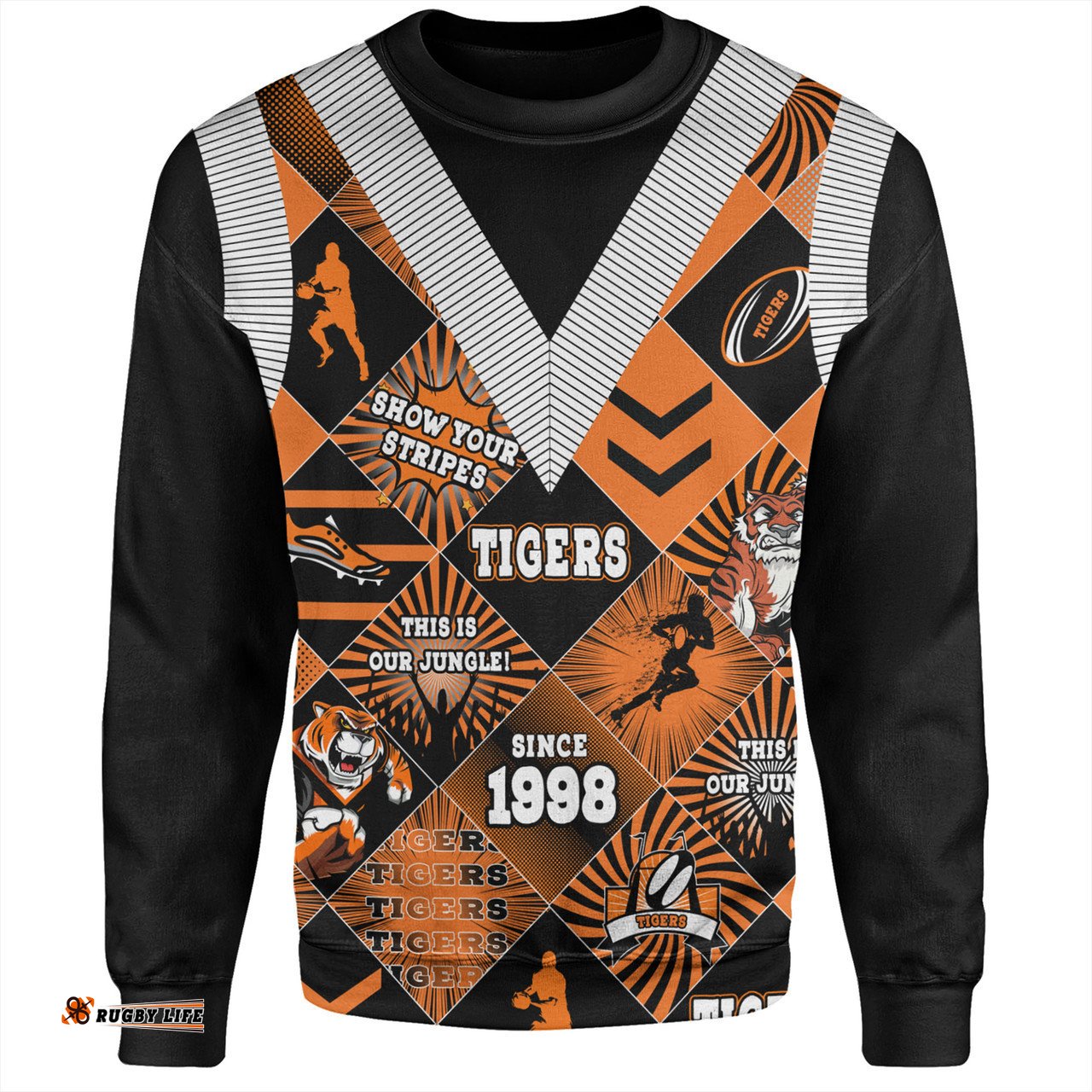 Wests Tigers Sweatshirt - Argyle Patterns Style Tough Fan Rugby For Life