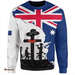 Amazing Aussie Australia Anzac Day Anzac Day With Map And Flag Australia Sweatshirt
