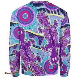 Australia Platypus Aboriginal Sweatshirt - Purple Platypus With Aboriginal Art Dot Painting Patterns Inspired Sweatshirt