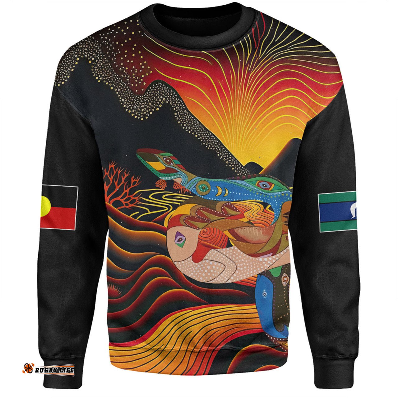 Amazing Aussie Australia Aboriginal Custom Rainbow Serpent In Aboriginal Dreaming Art Inspired Sweatshirt