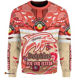 Redcliffe Dolphins Naidoc Week Custom Sweatshirt - For Our Elders Home Jersey Sweatshirt