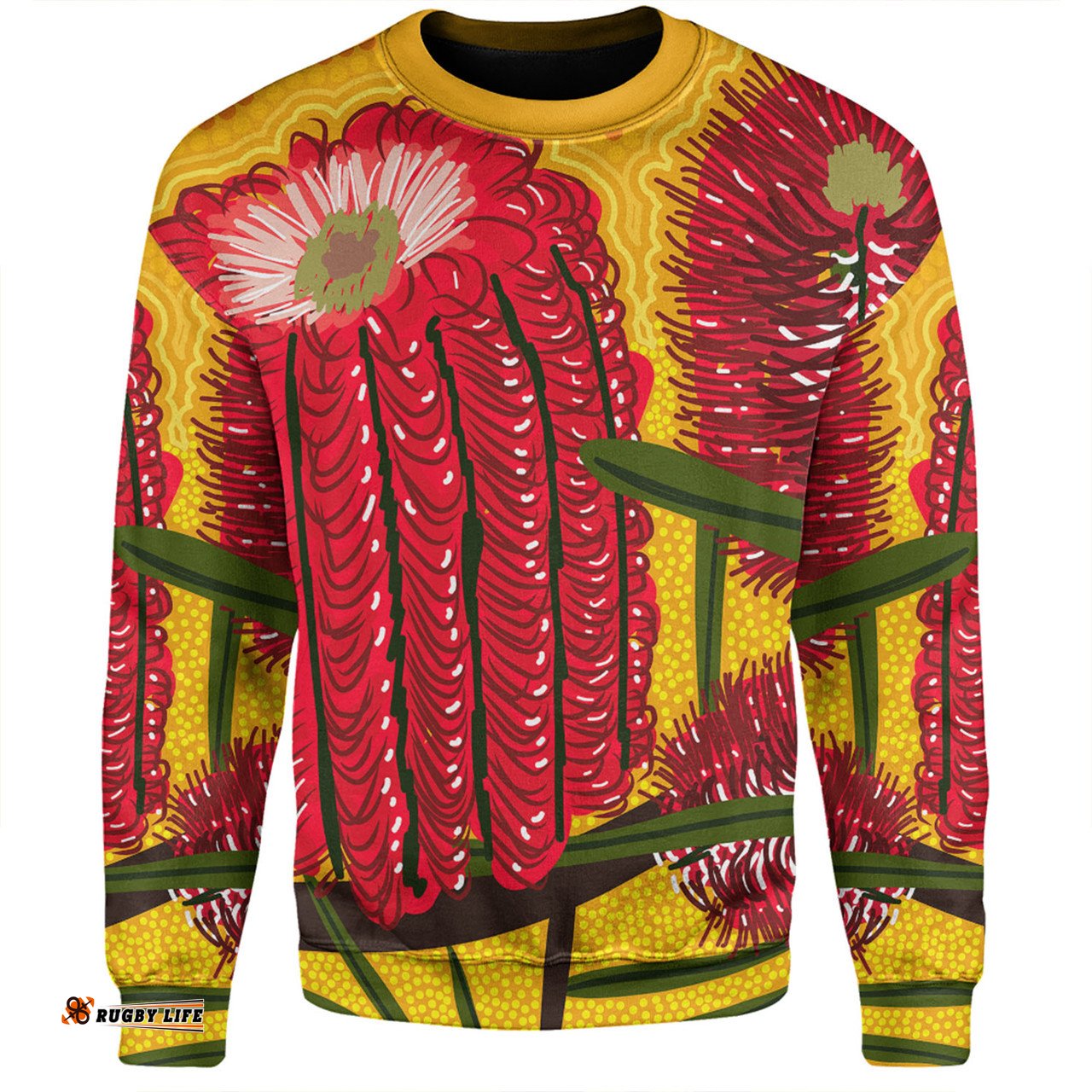 Amazing Aussie Australia Aboriginal Aboriginal Dot Art Of Australian Native Banksia Flower Sweatshirt