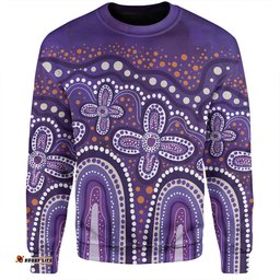 Amazing Aussie Australia Aboriginal Dot painting illustration in Aboriginal style Purple Sweatshirt