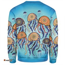 Australia Dot Painting Inspired Aboriginal Sweatshirt - Jellyfish Art In Aboriginal Dot Style Sweatshirt