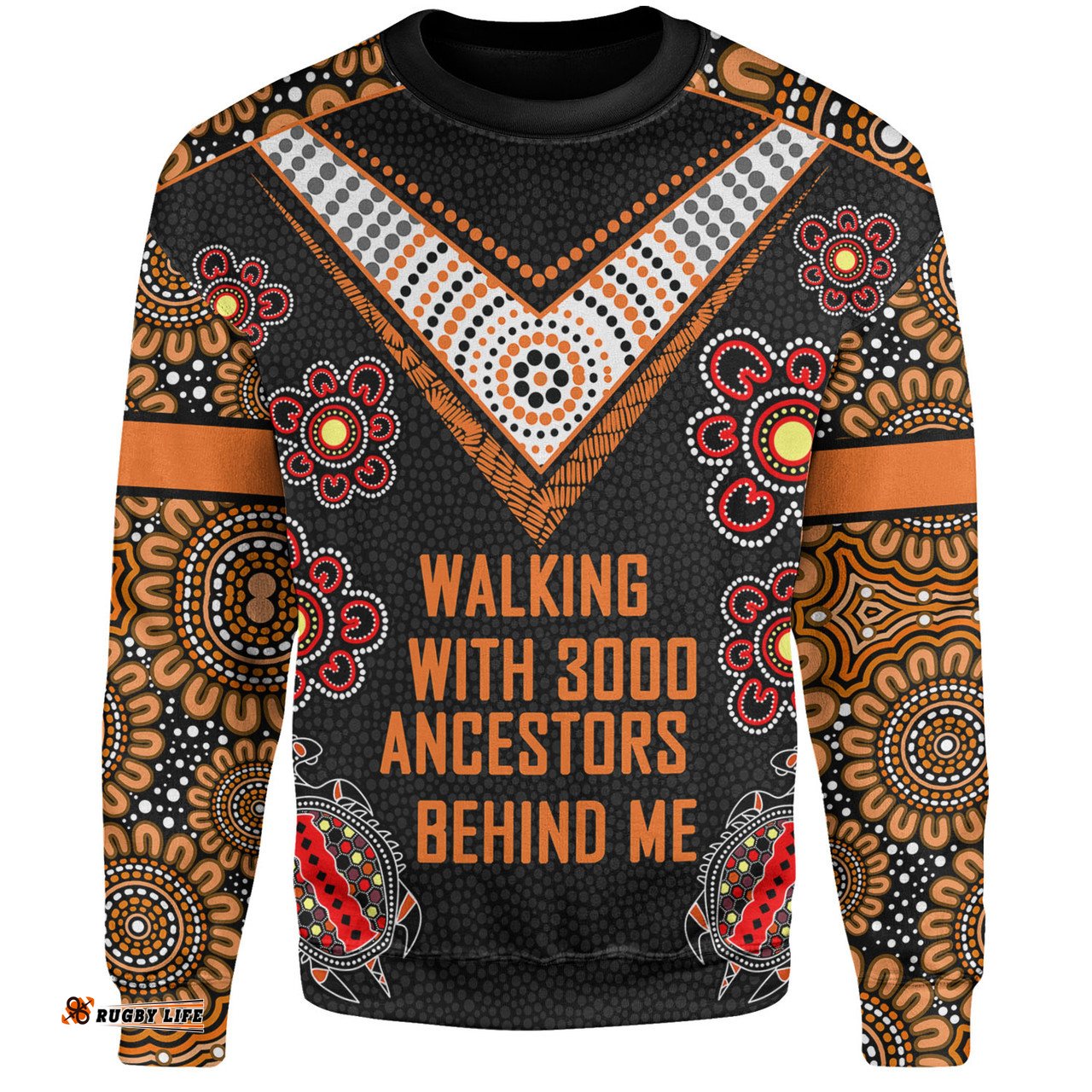 Amazing Aussie Australia Aboriginal Walking with 3000 Ancestors Behind Me Black and Orange Patterns Sweatshirt