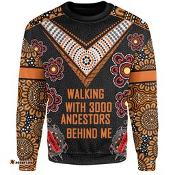 Amazing Aussie Australia Aboriginal Walking with 3000 Ancestors Behind Me Black and Orange Patterns Sweatshirt