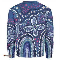 Amazing Aussie Australia Aboriginal Dot painting illustration in Aboriginal style Blue Sweatshirt