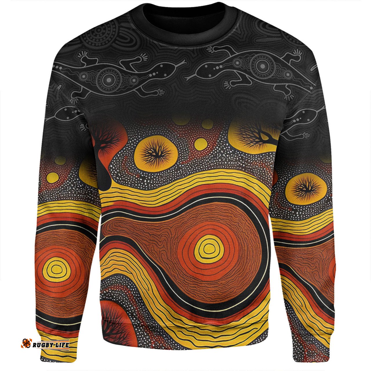 Amazing Aussie Australia Aboriginal Custom Dreaming Trees And Goanna In Dot Pattern Sweatshirt