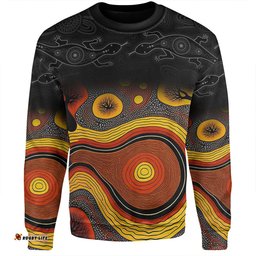 Amazing Aussie Australia Aboriginal Custom Dreaming Trees And Goanna In Dot Pattern Sweatshirt