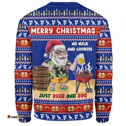Amazing Aussie Australia Merry Christmas, Grilling Santa With Barbecue And Beer Blue Sweatshirt