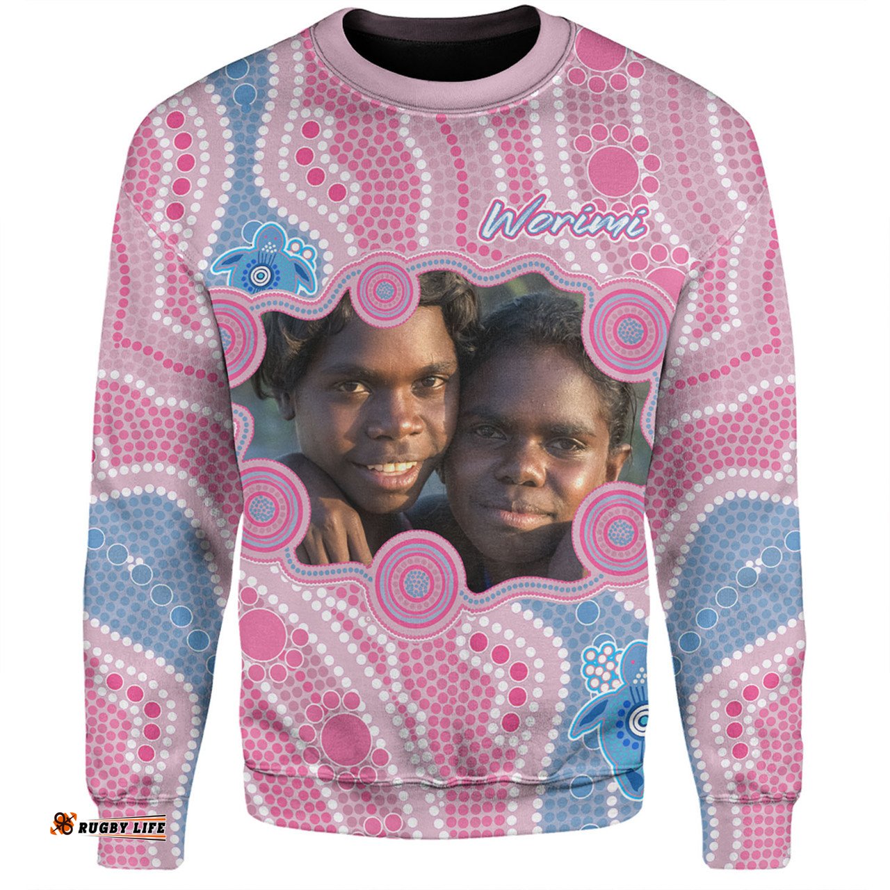 Amazing Aussie Australia Personalised Aboriginal Custom River And Turtles Dot Art Painting Pink Sweatshirt