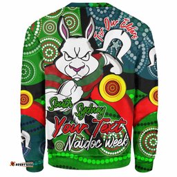 South Sydney Rabbitohs Custom Sweatshirt - Rabbitohs Bunnies Naidoc Week For Our Elders With Dot Bunnies Sport Style Sweatshirt