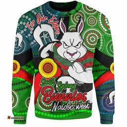 South Sydney Rabbitohs Custom Sweatshirt - Rabbitohs Bunnies Naidoc Week For Our Elders With Dot Bunnies Sport Style Sweatshirt